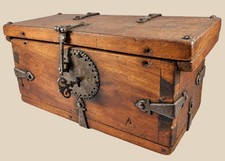 Antique Himalayan Merchant Strongbox Hand-Forged Iron & Key | Circa 1780 - 1820 picture