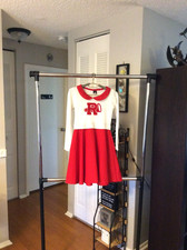Grease Movie Rydell High School Cheerleader Outfit Red Beige Girls Medium-Large picture