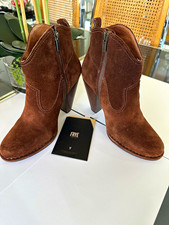 Frye Reed Bootie Women's Brown Suede Ankle Bootie Round Toe Zip US 8 picture