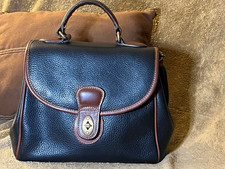 Coach Station Bag Legacy Black Pebbled Leather Turnlock Zip Satchel Brown picture