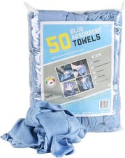 Bag of 50 Huck Cleaning Towels - 14 x 24 Cotton Reusable Blue Drying Cloth Rags picture