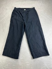 Eileen Fisher Organic Linen Wide-Leg Pants Womens S Blue Relaxed Elastic Waist picture
