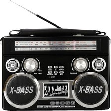✨ Supersonic SC-1097BT Retro 3-Band Radio - Bluetooth & Flashlight - Black - OPE picture