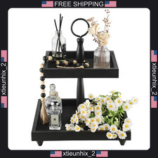Wooden Tiered Tray Stand for Display and Serving, Rustic Multi-Level Decor picture