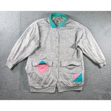 Vintage 80s Current Seen Sweatshirt Jacket Women XL Grey Grandma Eclectic Pastel picture