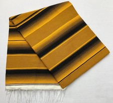 Unique Mexican Blanket Hand Woven Serape Throw Yoga Gold/black picture