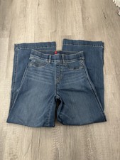 Spanx Seamed Front Wide Leg Pull On Jeans Womens M Medium Vintage Indigo Blue picture