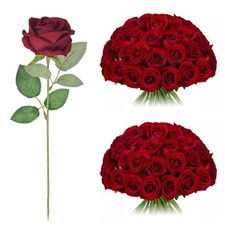 Umisu 200 Artificial Silk Roses Burgundy 50cm Stems Wedding Decor picture