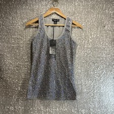 Y2K Gray Sequins Tank Top Ribbed Back L Festival Concert Chances R NWT picture