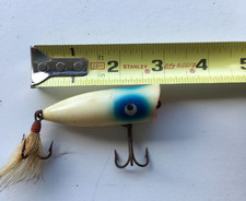Unbranded Vintage Old Fishing Lure Blue & White Plug 2 Treble Hooks picture