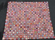 Vintage Antique Quilt Grandmas Garden Economy Block 1930s 1940s 80x68 picture