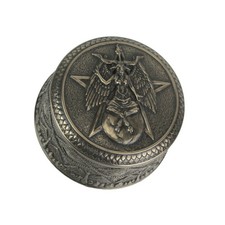 Baphomet With Pentagram Bronze Finished Round Trinket Box Wicca Pagan picture
