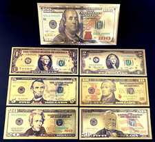 Gold Foil Plated U.S. Dollar Bill Set – Luxury Collectible in a $100 Gold-Plated picture