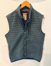 Relwen Men's Windzip Green/Blue Quilted Insulated Vest Zip/Button Closure Size M picture