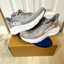 HOKA Clifton 10 Men’s Gray/White Mesh Low Top Lace-Up Running Sneakers picture