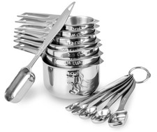 Set 13 Tazas y Cucharas Medidoras Acero Inoxidable Cocina Repostería picture