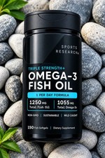 Sports Research Omega-3 Fish Oil 1250mg Triple Strength 150 Softgels 1 Per Day picture