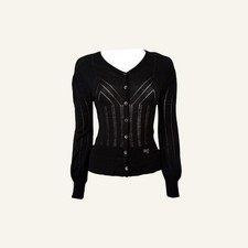 Dolce Gabbana D&G black knit cardigan ribbed button up vintage designer top picture