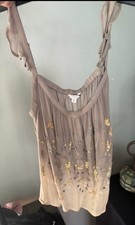 GUESS Women’s Y2K Sequin Embellished Cami Top Ombre Taupe Cream Boho picture