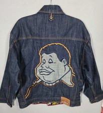 Vtg Platinum FUBU Jacket Mens L Blue Denim Fat Albert Graphic Hip Hop Y2K picture