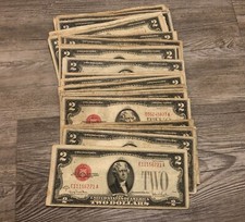 ☆1928 $2 Red Seal Bill Jefferson Dollars ☆Rare Certificate Two Old Note Money☆ picture