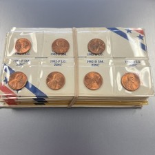 1982 Lincoln Memorial Cents - 7-Coin Copper/Zinc Variety Set- UNC - P&D-Buy Now picture
