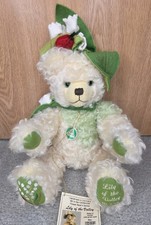 VINTAGE MOHAIR TEDDY BEAR FLOWER SERIES LILY OF THE VALLEY W GREEN EYES HERMANN picture