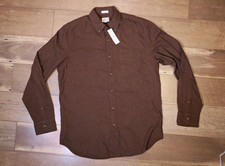 NWT J.Crew Mens M Regular Cotton Woven Solid Brown Long Sleeve Button-Up Pockets picture