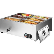 6-Pan Commercial Electric Food Warmer Buffet Bain Marie Countertop Steam Table picture