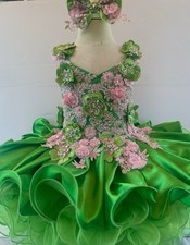 Girls  Green/ Pink  Pageant,  Glitz Cupcake,  Birthday Princess Flower Girl Dres picture