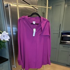 Chico's Fushia Epaulet Tunic V-Neck Long Sleeve Blouse Size 3 picture