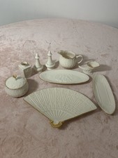 Lenox Ivory Gold Trim Serving Decor Lot Fan Tray Vase Creamer 9 Pc USA picture