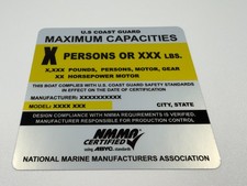 Custom Boat Capacity Plate Sticker Replacement Decal NMMA USCG 4x4 Silver Vinyl picture
