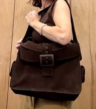 Vintage Dolce & Gabbana Brown Suede Grommet Shoulder Bag Y2K Leopard D&G picture