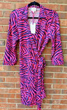 NWT Julie Brown NYC Pink Zebra Print Wrap Dress Barbiecore Office Siren Size XL picture