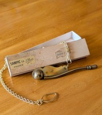 Vintage Brass Ship Boatswain Bosun's Pipe Whistle & Chain 4.5