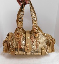 Chloe Python Silverado Bag Metallic Gold Y2K Vintage AUTHENTICATED picture