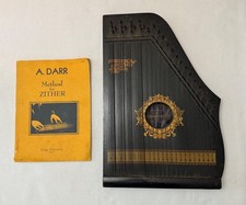 Antique Guitar Zither Menzenhauer's Oscar Schmidt Lap Guitar Harp + Method Book picture