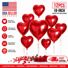 12PCS Red Heart Foil Balloons 18 Inch Romantic Party Decoration Wedding Supplies picture