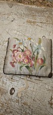 Antique French Silk Padded Boudoir Pochette: Handpainted Flowers picture
