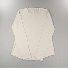 Lululemon Ribbed Knit Long Sleeve Top Cream Crew Neck Curved Hem Size 6-8 picture