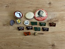 VFW Junk Drawer Lot Pinback Lapel Pin Button Badge Vintage Lot of 15 War Veteran picture