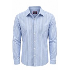 UNTUCKit Mens Large Slim Fit Wrinkle Free Blue White Striped Button Down Shirt picture