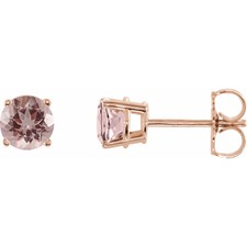 14K Rose Gold 5 mm Natural Pink Morganite Earrings picture