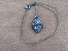 Sterling Silver Abstract Art Deco Jesus Head w/Crown of Thorns Necklace Creed Co picture