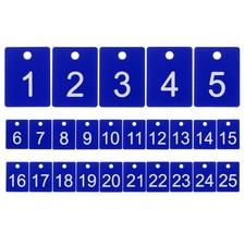 25Pcs, Rectangle Number Tags 1-25 3x4CM Plastic Number Key with Hole Blue picture