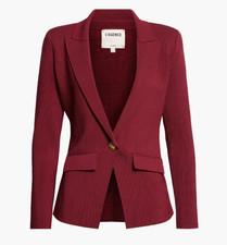 NEW, L'AGENCE Chamberlain Knit Blazer in Dark Port/Gold Sz L #SJ2308 picture