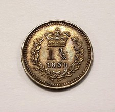 1838 Great Britain Maundy 1 1/2 Pence Silver ASW - AU+ - KM728 - SKU-Q5258 picture