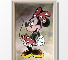 PDQ Original Acrylic 24x18 Modern Minnie Mouse Painting Painting Signed Canvas picture