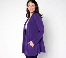 Susan Graver Women's Top Sweater Sz L Essentials Liquid Knit Purple A516336 picture